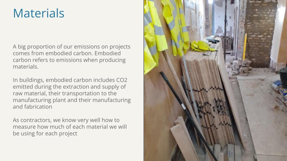 Embodied carbon includes CO2 emitted during the production of materials, and any other good